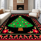 Green Christmas Tree Red Yellow Border Rug
