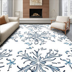 Drawn Blue Snowflake Mandala Art Rug