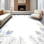 Gentle Blue Floral Outline Branches Rug