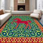 Crimson Horse With Yellow Swirls Rug