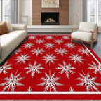 Vibrant Red Snowflake Motif Rug