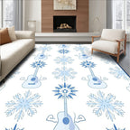 Cool Blue Guitar Snowflake Mosaic Rug