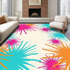 Vibrant Fuchsia Teal Orange Starbursts Rug