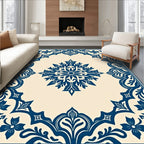Navy Blue Ornate Floral Splendor Rug