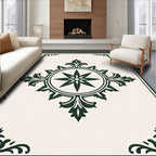 Vintage Green Floral Medallion Frame Rug