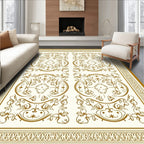 Antique Gold Floral Oval Medallion Rug