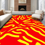 Bold Red Yellow Organic Swirl Rug