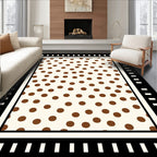 Bold Brown Polka Dot Bordered Rug