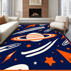 Cosmic Orange Planet Swirl Rug