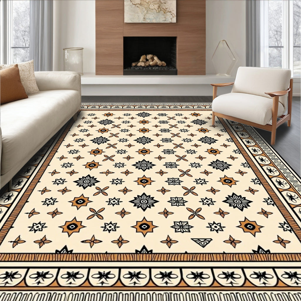 Geometric Starburst Medallion Ivory Rug