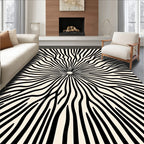 Radiating Black Organic Stripe Rug