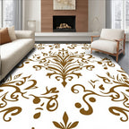 Brown Damask Scrollwork Medallion Rug