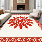 Bold Sunburst Bloom Border Art Rug