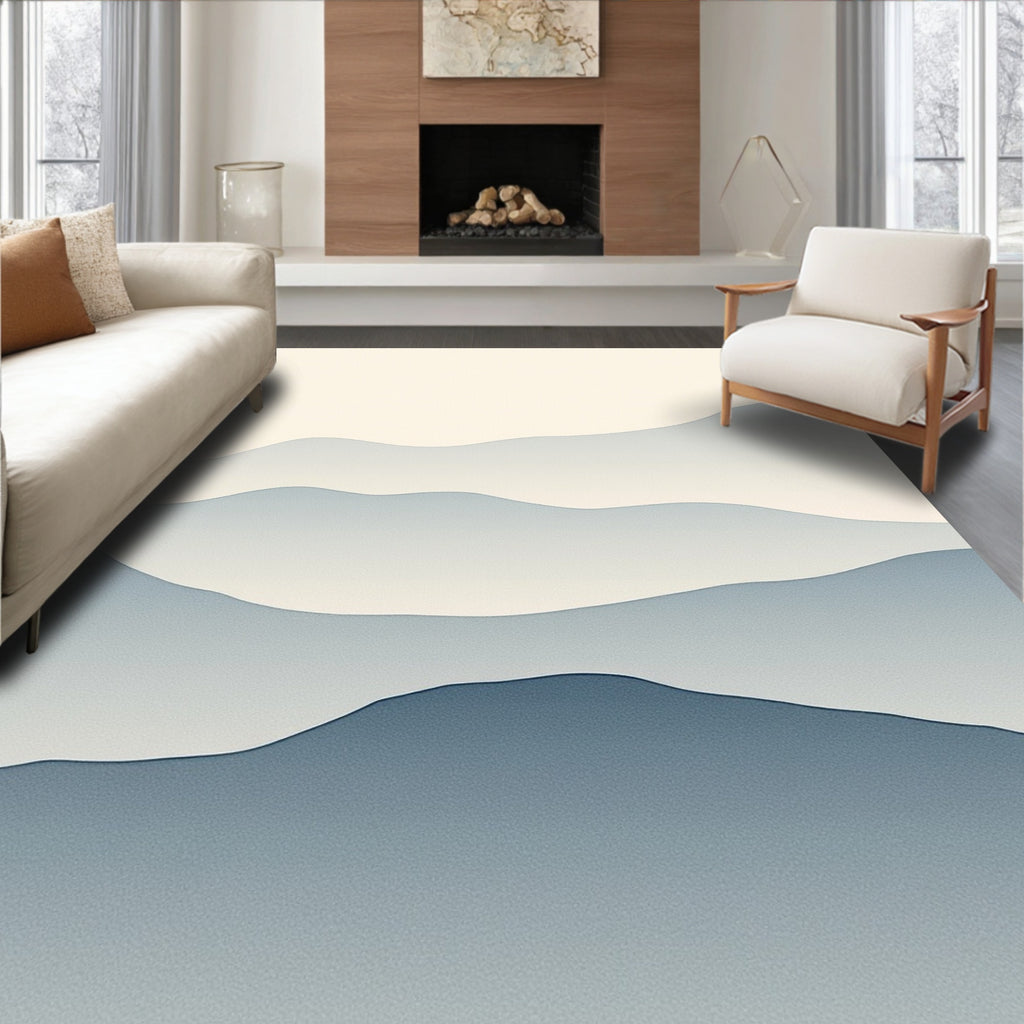 Serene Blue Mountain Layers Rug