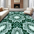 Teal and Emerald Medallion Mandala Rug