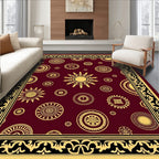 Crimson Gold Sun Medallion Bordered Rug