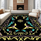 Whimsical Pink Yellow Blue Winged Creature Rug