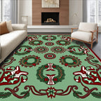 Festive Green Wreath Starburst Rug