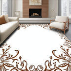 Brown Floral Swirl Mandala Rug