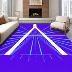 Vibrant Blue Geometric Tunnel Rays Rug
