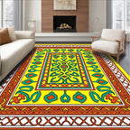 Vibrant Yellow Emerald Medallion Border Rug