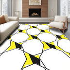 Modern Yellow Black Geometric Starburst Rug