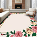 Pink Peach Floral Garland Accent Rug