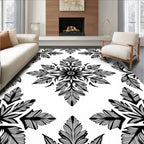 Gray Black Floral Medallion Repeat Rug