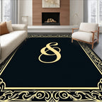 Antique Gold Swirl Border Ampersand Rug