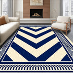 Bold Navy Chevron Rectangular Border Rug