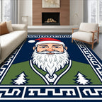 Midnight Blue Santa Claus Illustration Rug