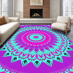 Vibrant Purple Teal Mandala Bloom Rug