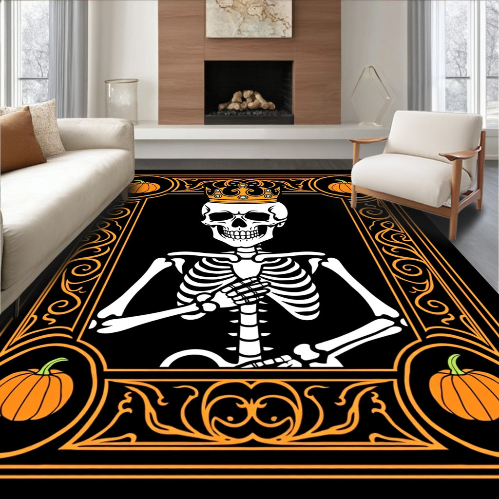 Royal Skeleton Pumpkin Frame Art Rug
