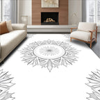 Monochromatic Floral Mandala Art Rug