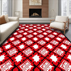Bold Red Cross Hatch Geometric Rug