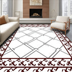 Geometric Brown Lattice Border Rug