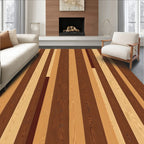 Warm Wood Grain Vertical Stripe Rug