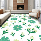 Teal And Yellow Floral Cluster Rug