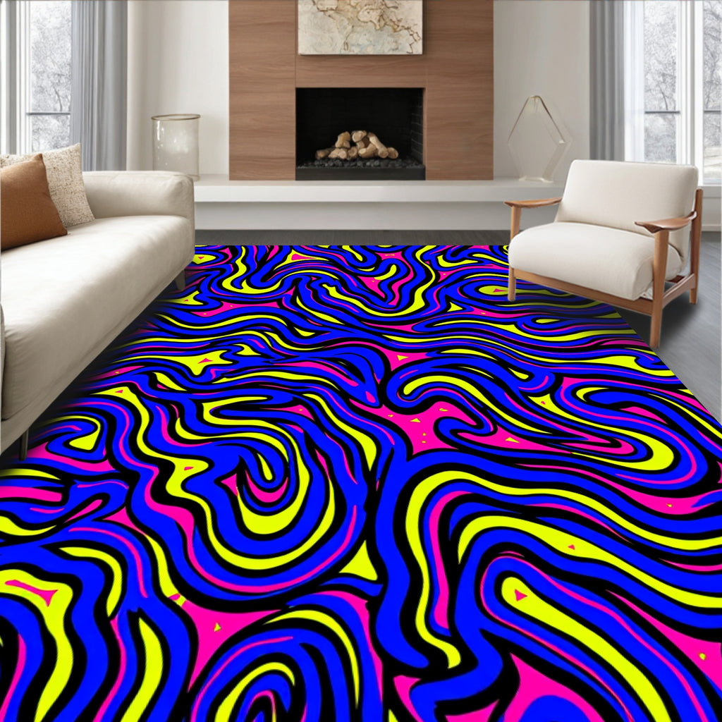 Vivid Electric Swirl Abstract Rug