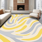 Yellow Gray Wavy Brushstroke Rug