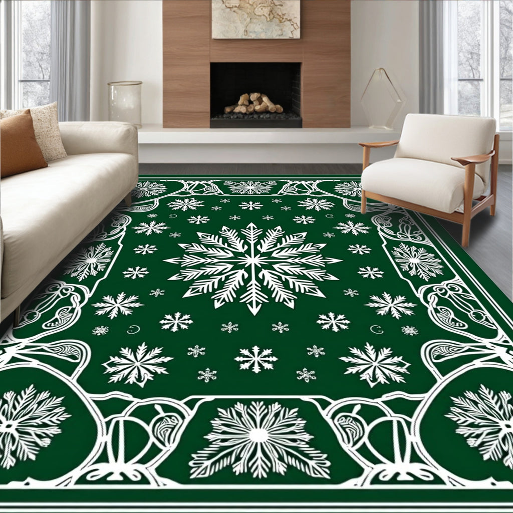 Emerald Green Snowflake Medallion Rug