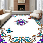 Vibrant Floral Butterfly Medallion Rug