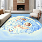 Holy Family Serene Blue Embrace Rug