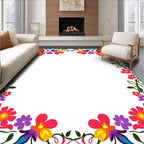 Vibrant Orange Butterfly Floral Border Rug