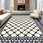 Elegant Ivory Lattice Border Rug