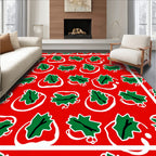 Bright Red Holly Leaf Cluster Rug