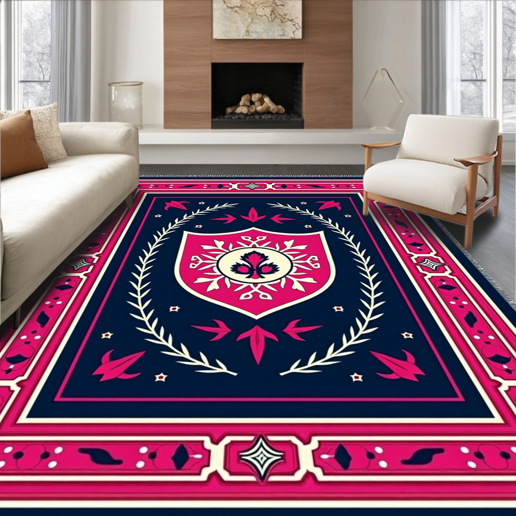 Pink Blue Cream Crested Laurel Rug