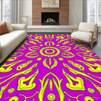 Bright Fuchsia Yellow Symmetrical Bloom Rug
