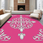 Elegant Pink Floral Medallion Art Rug