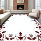 Deep Maroon Ornate Floral Border Rug